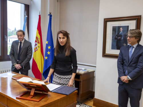 O conselleiro de Facenda e Administración Pública, Miguel Corgos, preside a toma de posesión de Sonia Lafont como nova directora da Axencia Tributaria de Galicia (Atriga).